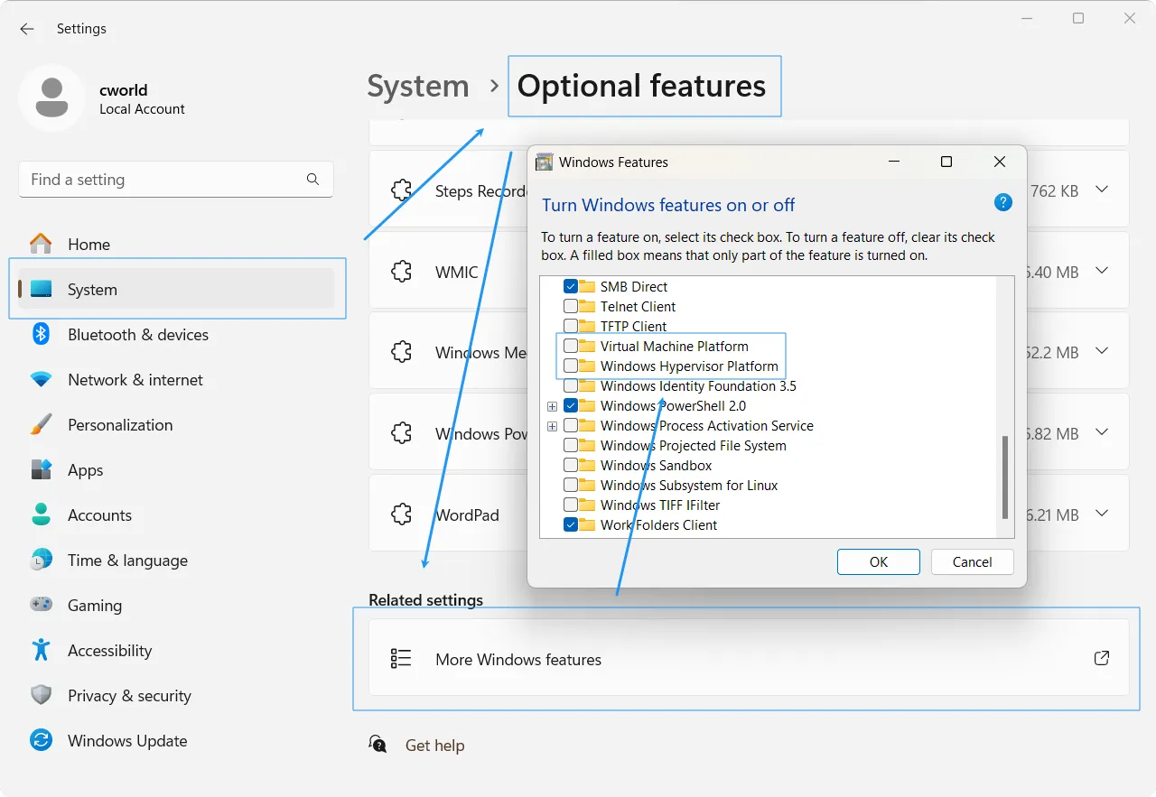 system optional functions