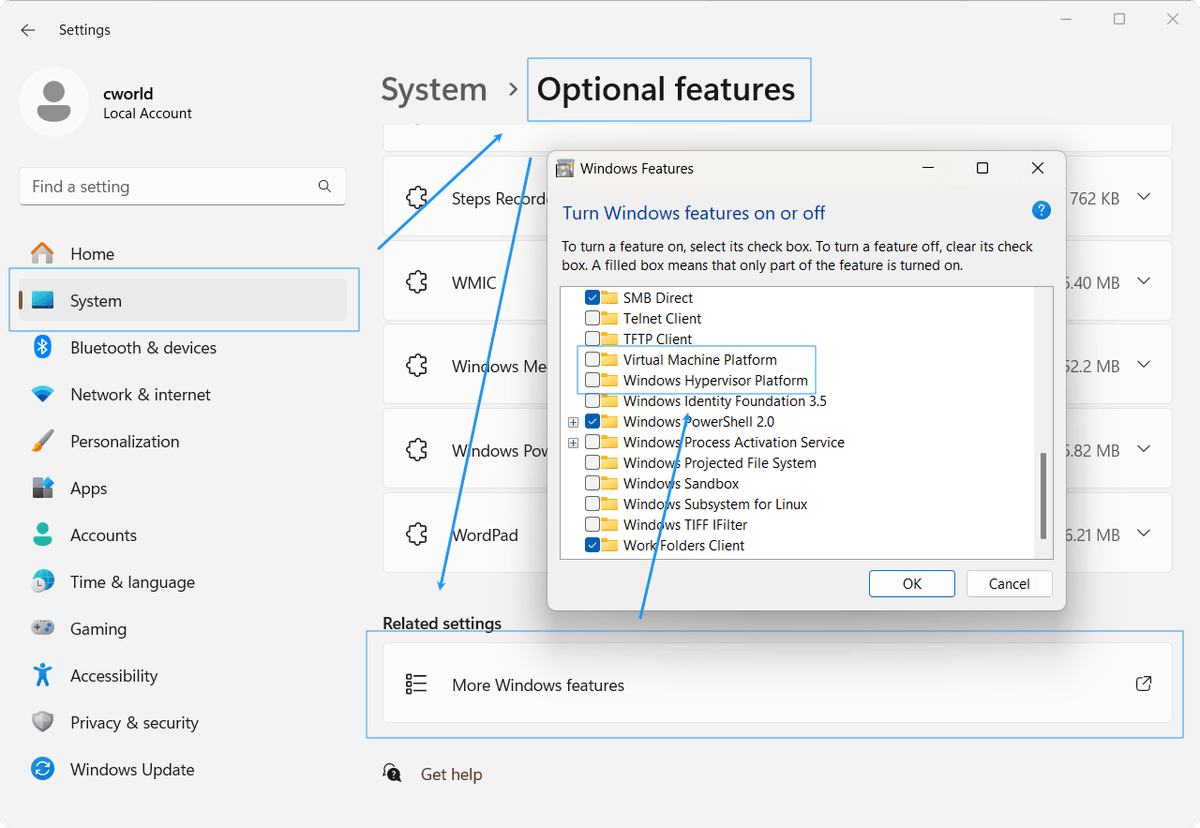 system optional functions